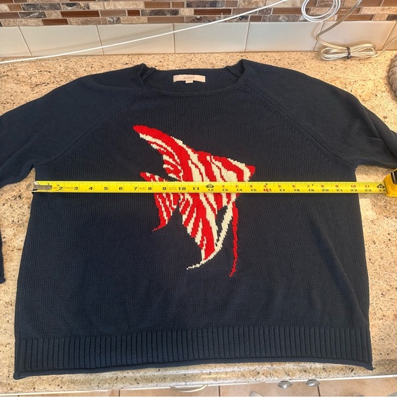 LOFT Navy Knit Sweater With Red Fish Size Large Nautical - Picture 9 of 9
